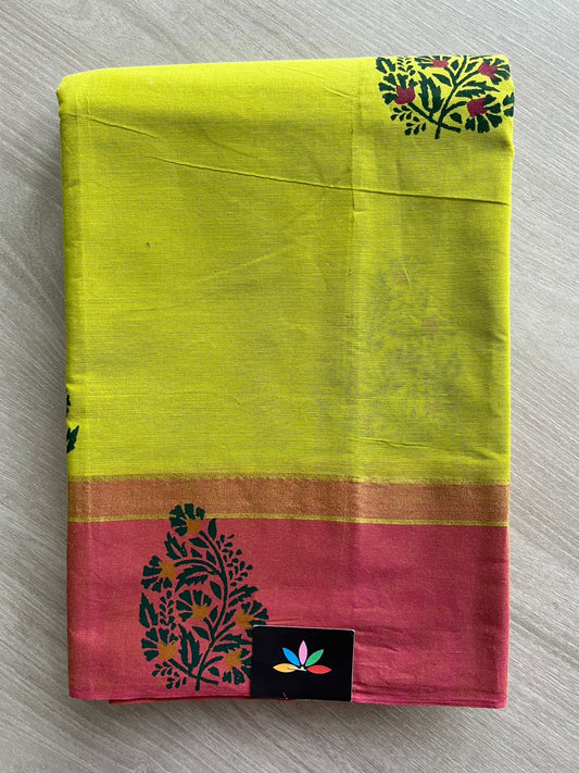Block Printed Cotton Saree-25760