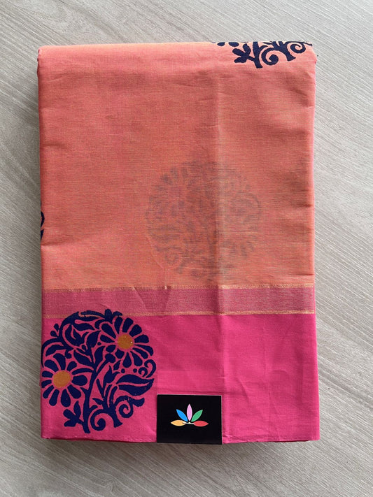 Block Printed Cotton Saree-25762