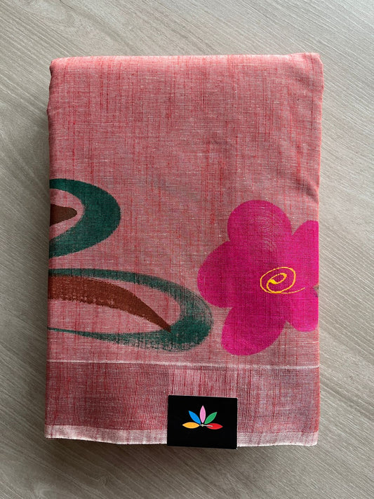 Handbrush Printed Textured Cotton Saree -25764