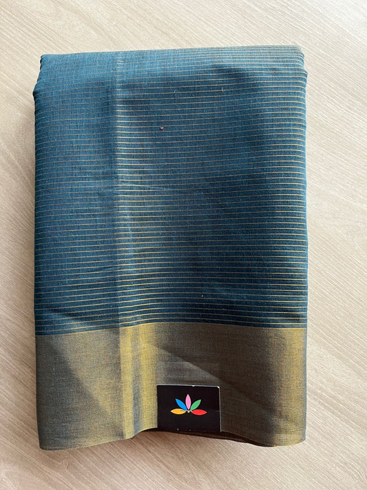 Ikkat Pallu with Zari Stripped Cotton Saree -25750