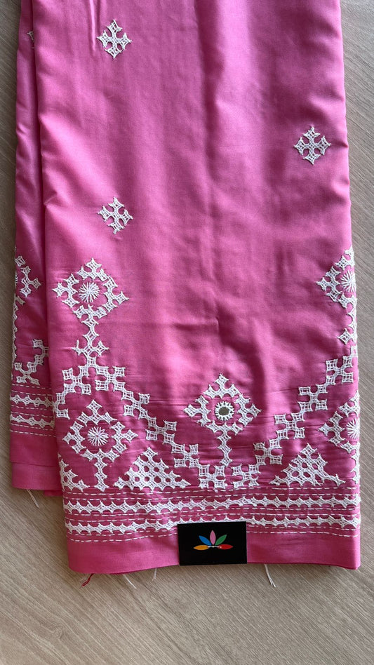 Gujarati Stitch Semi Bangalore Silk Saree -25814