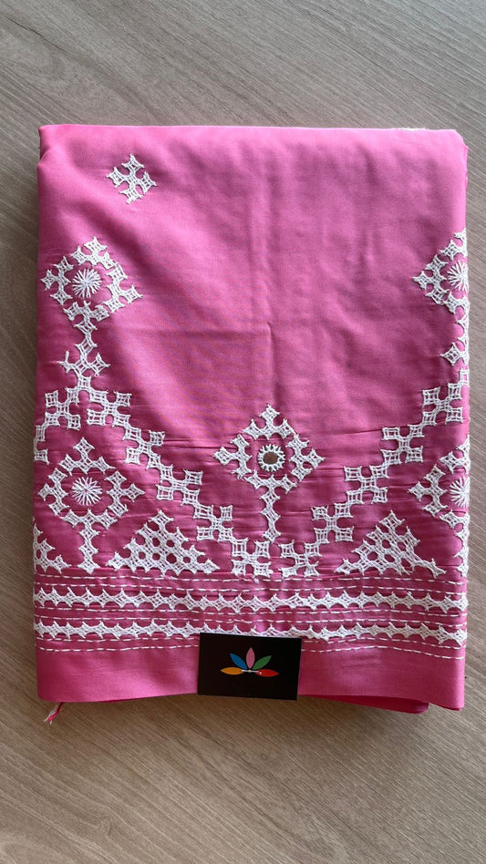 Gujarati Stitch Semi Bangalore Silk Saree -25814