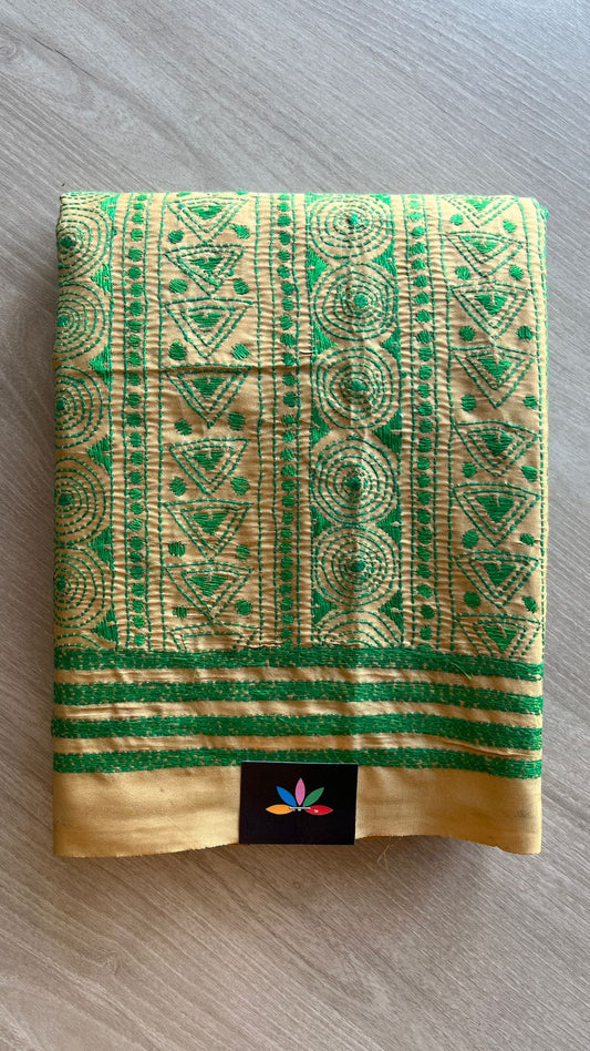 Kantha Stitch Semi Bangalore Silk Saree - 25815