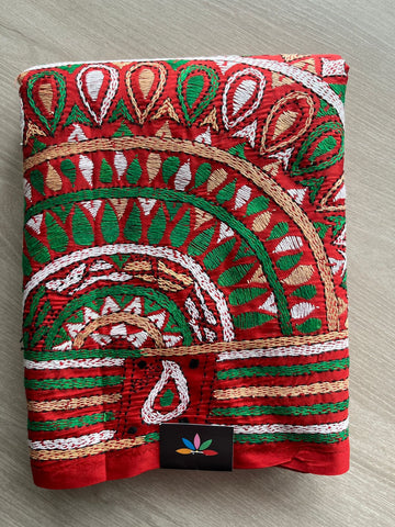 Kantha Stitch Semi Bangalore Silk Saree - 25816
