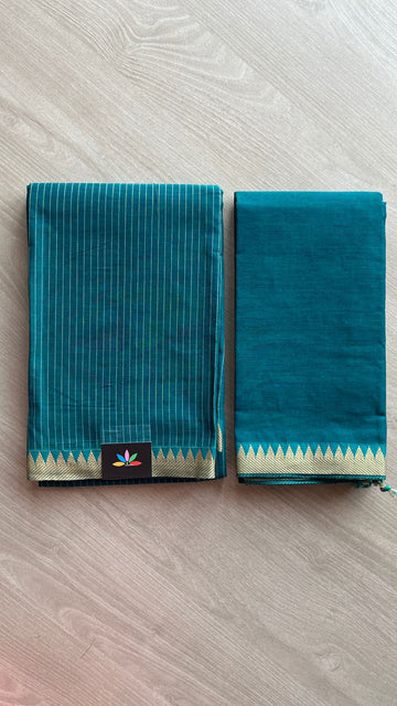 Temple Border Cotton 2 Piece Sets - Kurti Fabric with Duppata  -25877