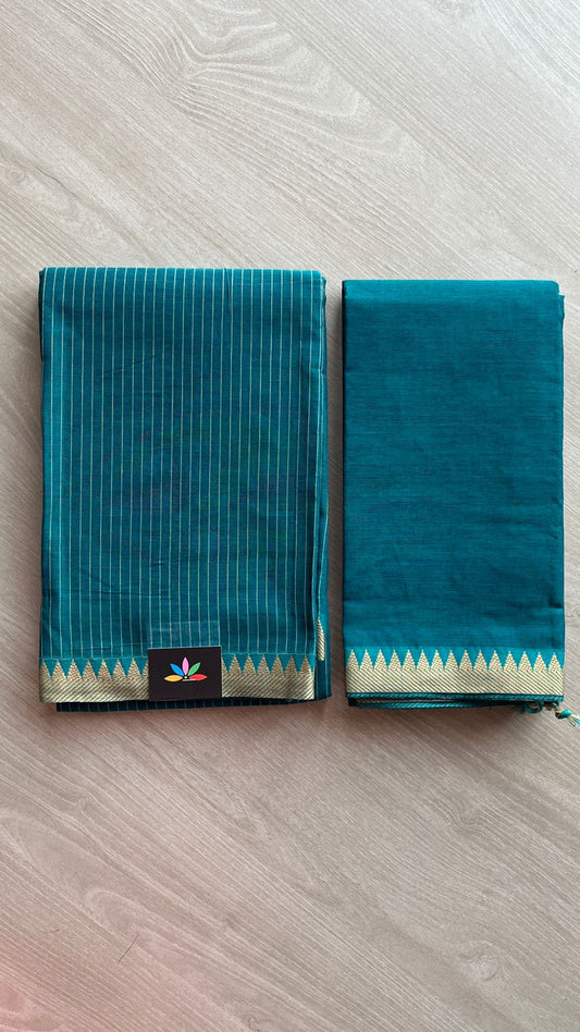 Temple Border Cotton 2 Piece Sets - Kurti Fabric with Duppata  -25877