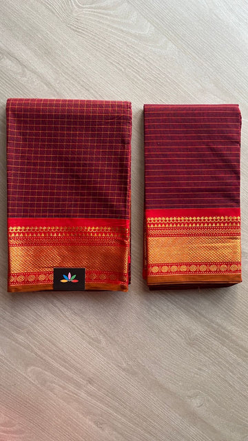 Traditional Border Cotton 2 Piece Sets - Kurti Fabric with Duppata   -25879