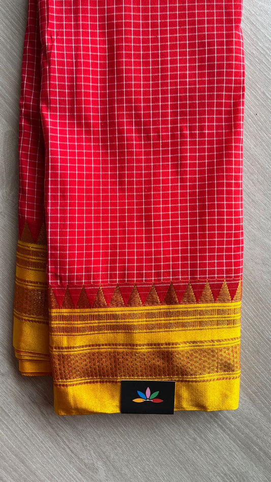 Ilkal Checks Mercerized Cotton Saree - 25896