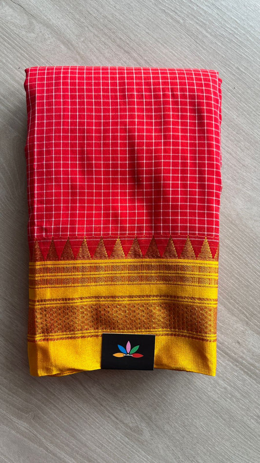 Ilkal Checks Mercerized Cotton Saree - 25896