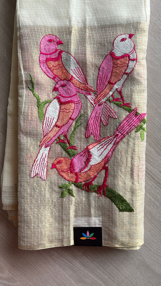 Exclusive Bird Border Embroidery Kota Saree-25907