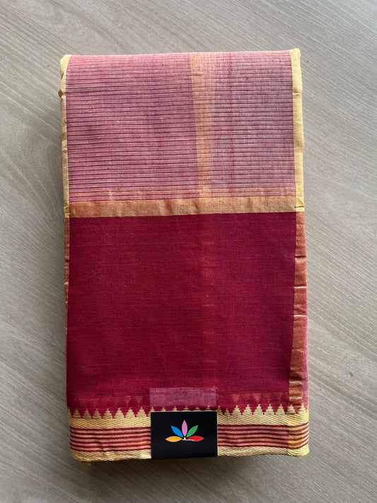 Simple Checked Cotton Starched Saree (Without blouse)- 25943- 25944