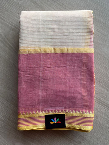Simple Checked Cotton Starched Saree (Without blouse)- 25945 - 25946