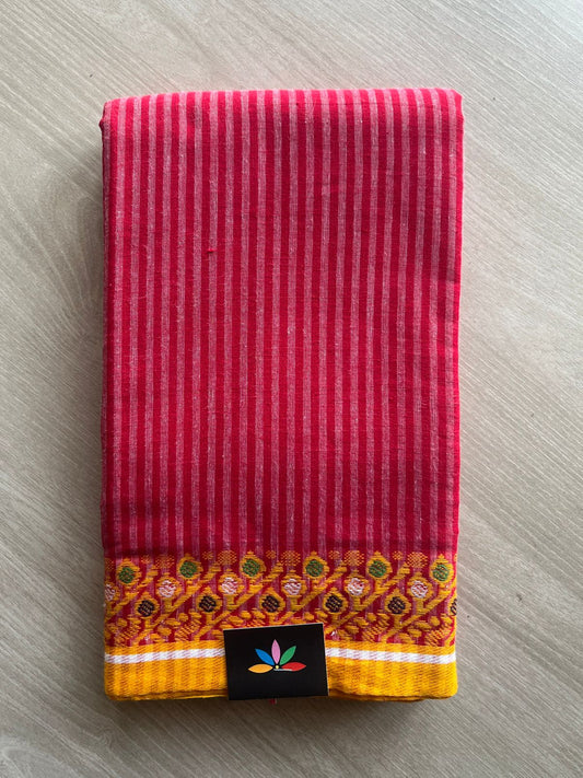 Simple Stripped Cotton Saree -25982