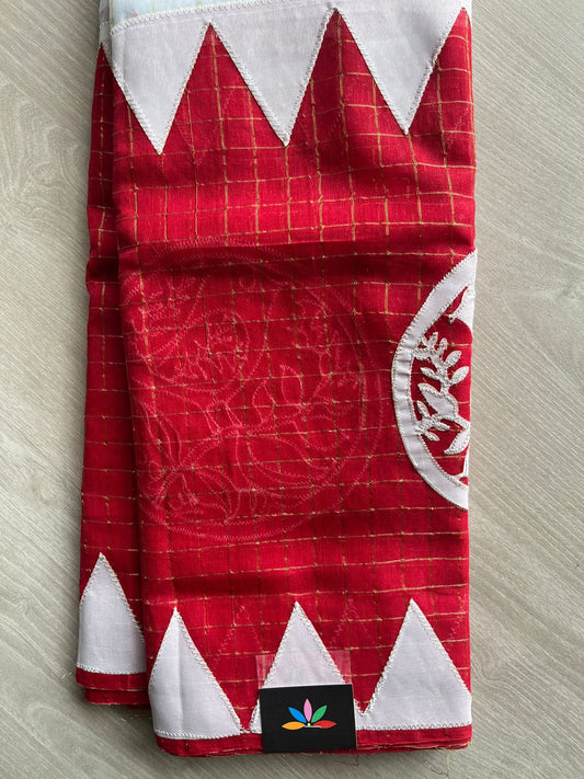 Appliqué work Bengal Cotton Saree (Without blouse) -25997-25999