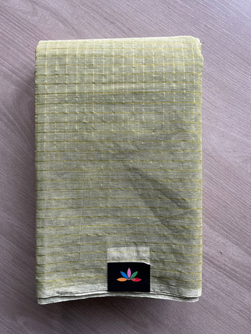 Simple Zari Checks Cotton Starched Saree (Without blouse) - 36323