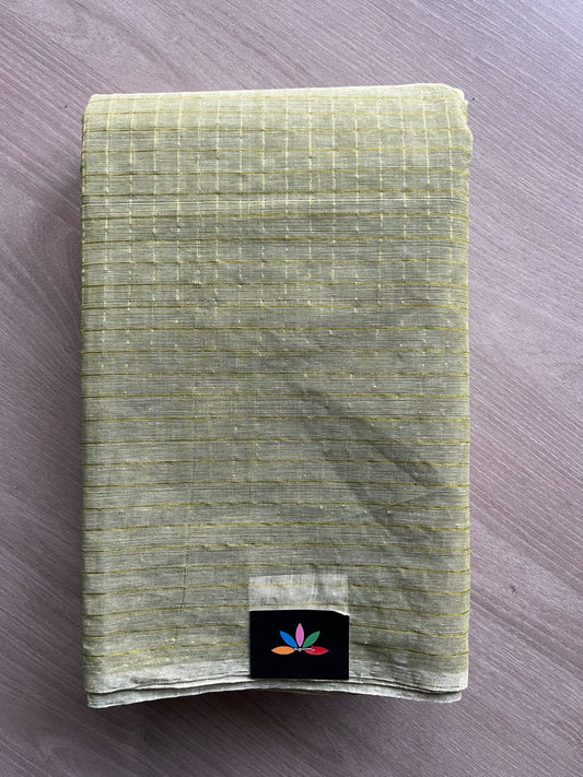Simple Zari Checks Cotton Starched Saree (Without blouse) -26007