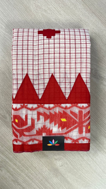 Appliqué work Bengal Cotton Starched Saree (Without blouse) -26024