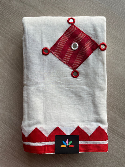 Appliqué work Bengal Cotton Saree (Without blouse) -26046