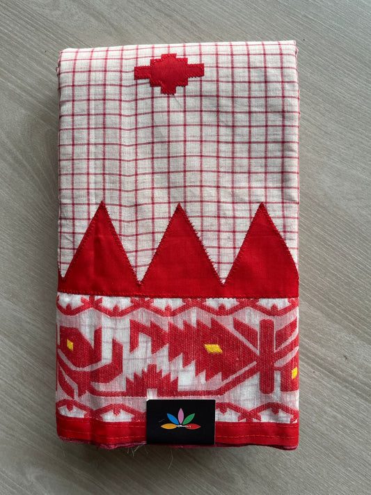 Appliqué work Bengal Cotton Starched Saree (Without blouse) -26024