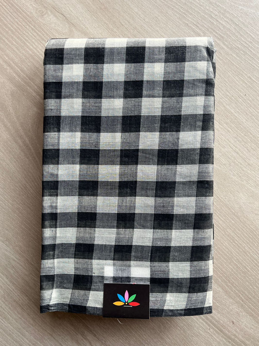 Checked Handloom Cotton Starched Saree (Without blouse) -26067-26071