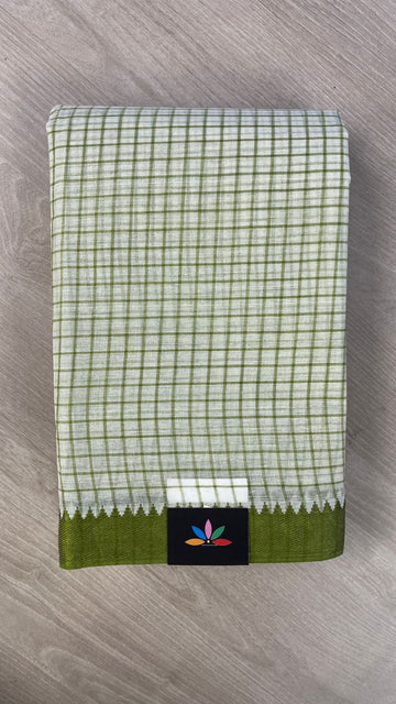 Checked Handloom Cotton Saree (Without blouse) -26082