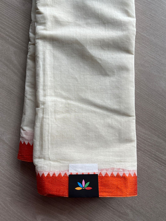 Contrast Border Plain Cotton Saree (Without blouse) -26141