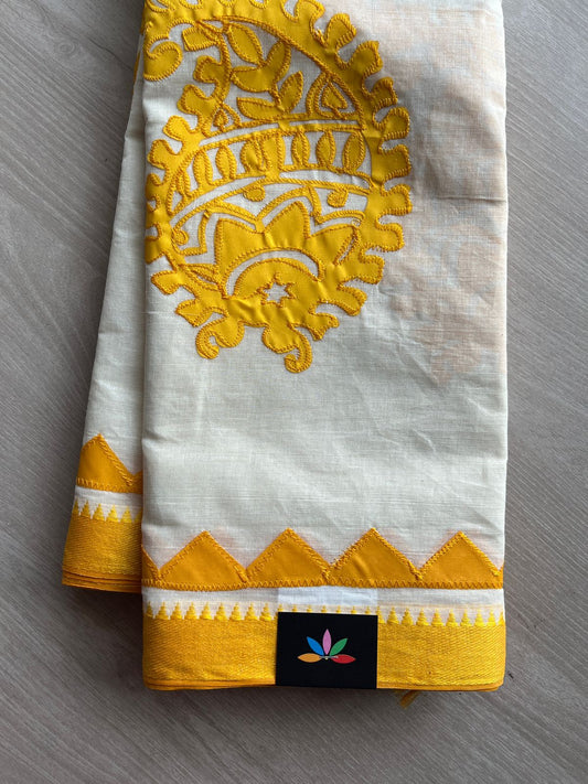 Appliqué work Bengal Cotton Saree (Without blouse) -26154