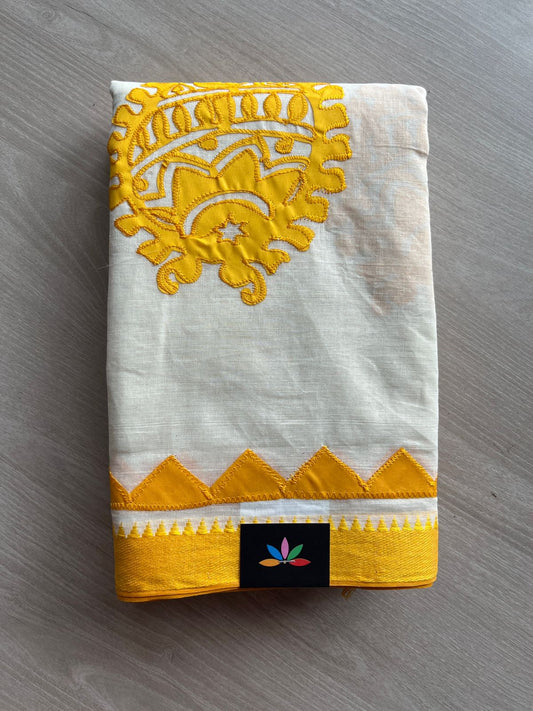 Appliqué work Bengal Cotton Saree (Without blouse) -26154