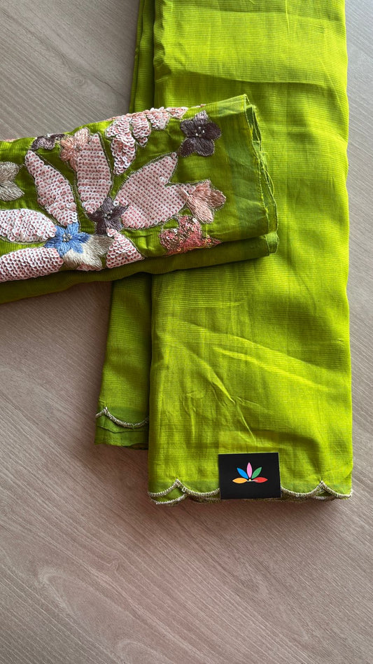 Sequin Work Mangalagiri Silk Cotton Saree-26188