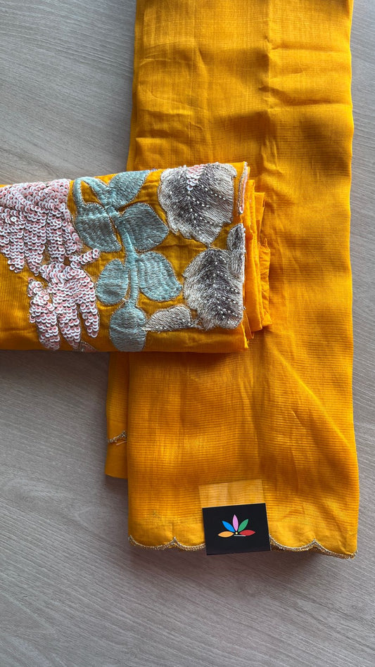 Sequin Work Mangalagiri Silk Cotton Saree-26192