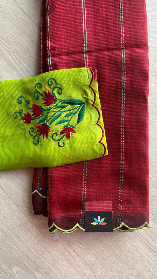 Scallop Border Mangalagiri Silk Cotton Saree-26194