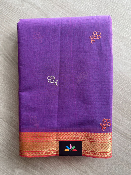 Machine Embroidered Cotton Saree-26181
