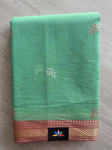 Machine Embroidered Cotton Saree-26182