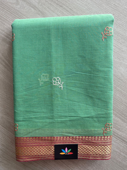 Machine Embroidered Cotton Saree-26182