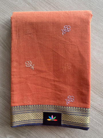Machine Embroidered Cotton Saree-26183