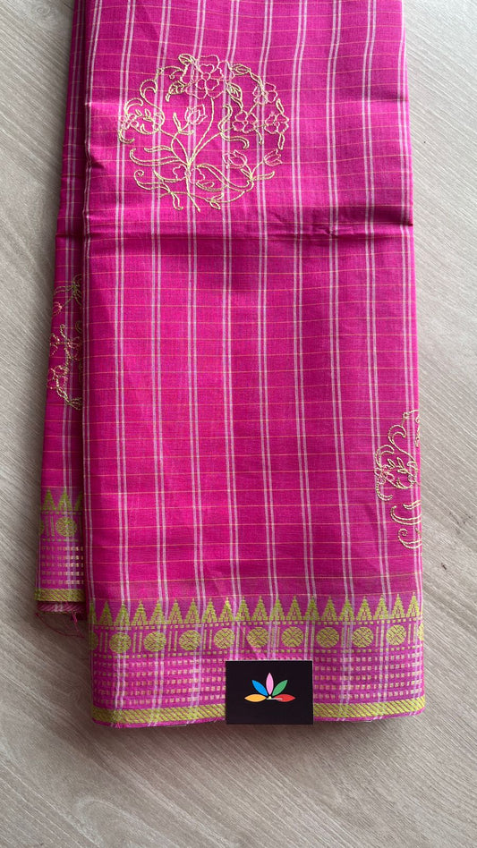 Machine Embroidered Cotton Saree-26177