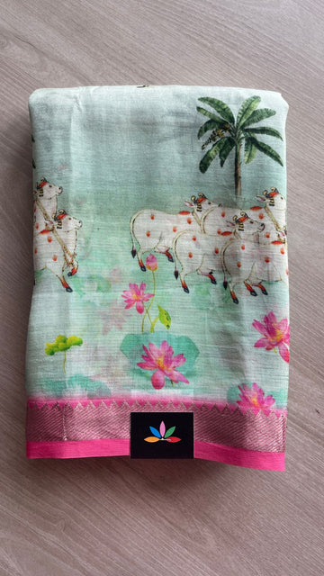 Digital Printed Mangalagiri Silk Cotton Saree-26184