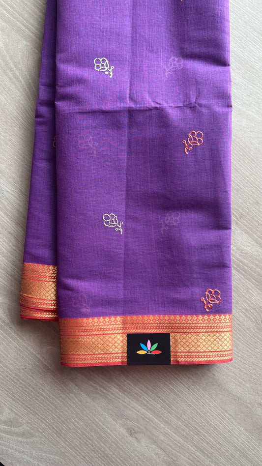 Machine Embroidered Cotton Saree-26181
