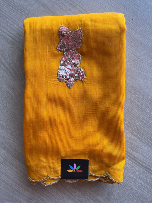 Sequin Work Mangalagiri Silk Cotton Saree-26192