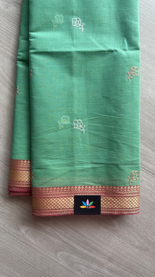 Machine Embroidered Cotton Saree-26182