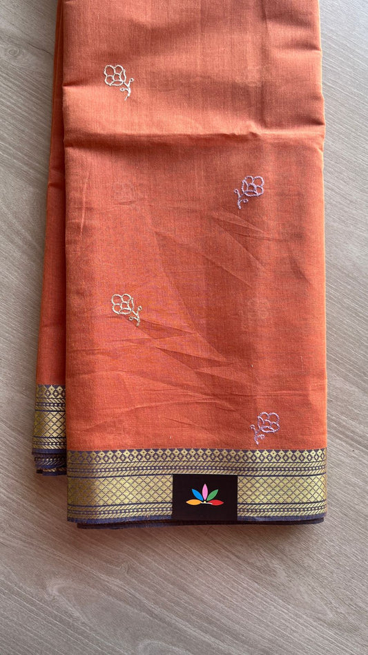 Machine Embroidered Cotton Saree-26183