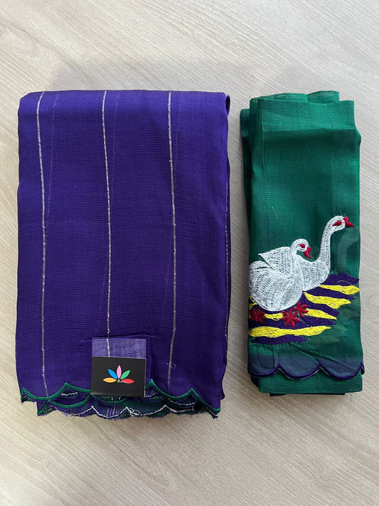 Scallop Border Mangalagiri Silk Cotton Saree-26198