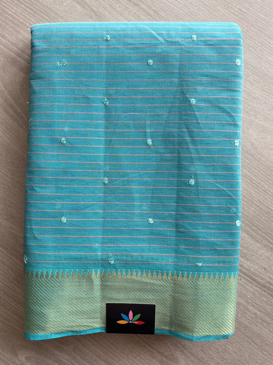 Machine Embroidered Cotton Saree-26201