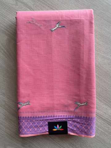 Machine Embroidered Cotton Saree-26202
