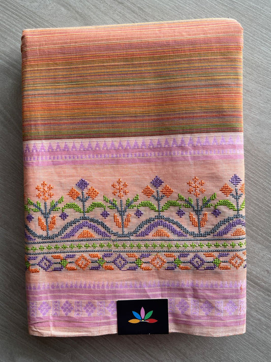 Machine Embroidered Cotton Saree-26203