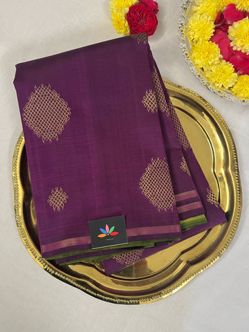 Handwoven  All over Kolam Weave Pure Kancheevaram Silk Saree-2635