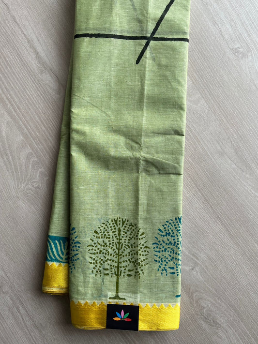 Block Printed Bengal Cotton Saree -26404