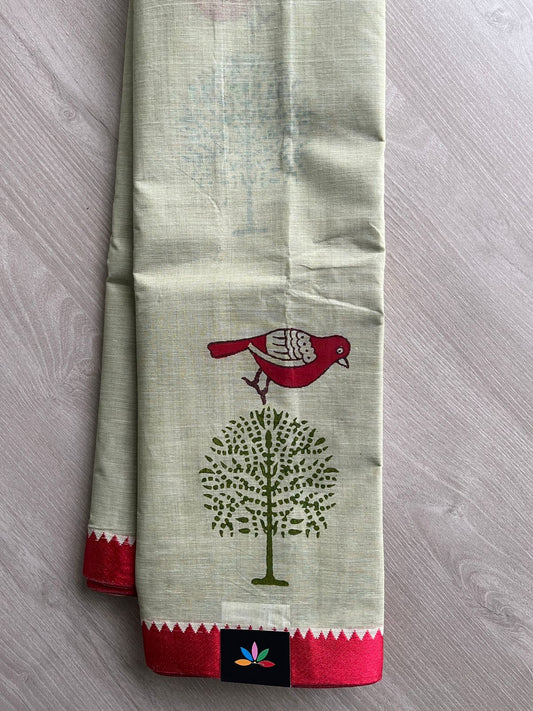 Block Printed Bengal Cotton Saree -26407