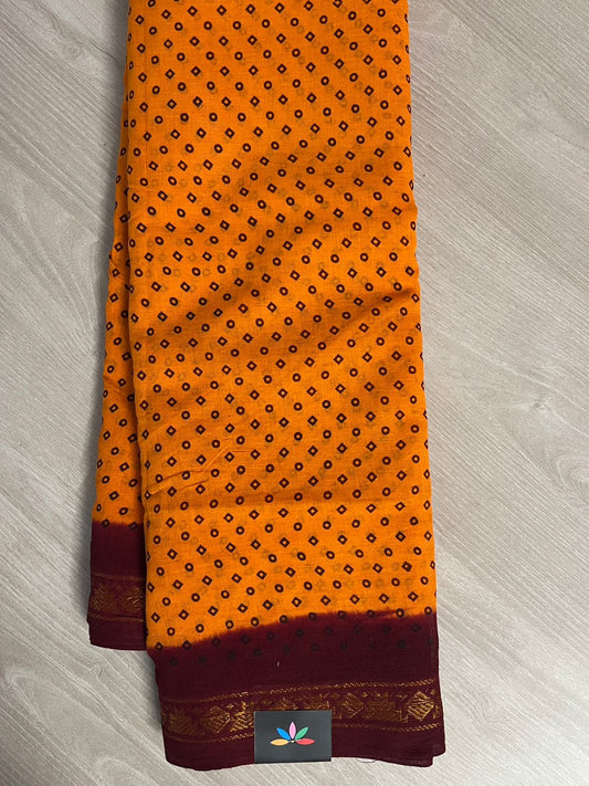 Zari Border Sungudi Print Pure Cotton Saree -26412