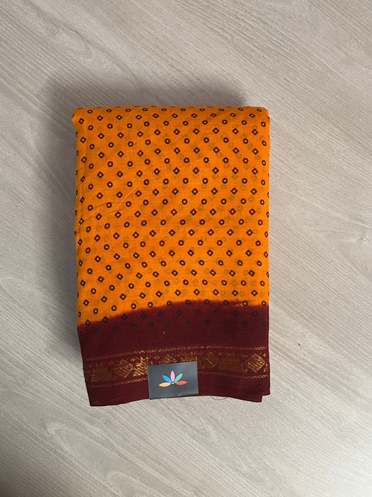Zari Border Sungudi Print Pure Cotton Saree -26412
